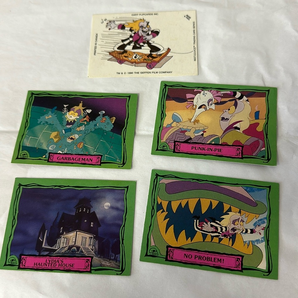 vintage 1990 Dart Flipcards Beetlejuice trading Collectible cards and sticker